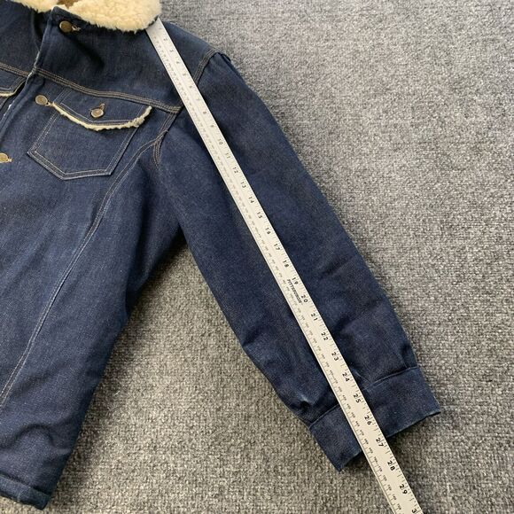 Vintage Carhartt Denim Jacket Sherpa Lined Button Up Dark Wash 80s 90s Size 42 - Picture 14 of 15